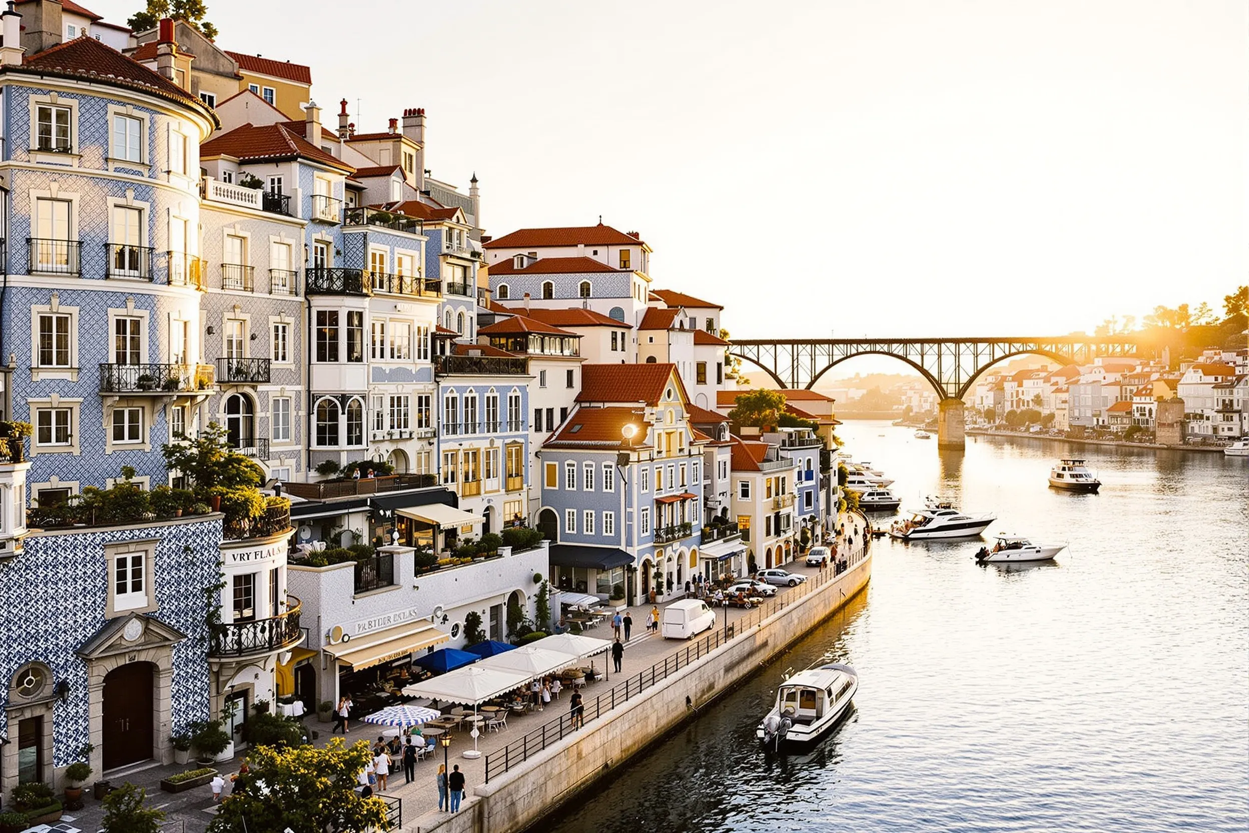 Porto — river light on azulejo