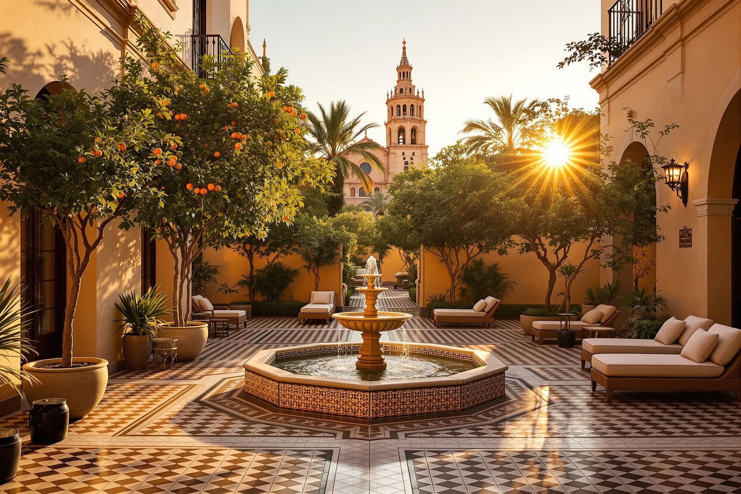 Seville — courtyard in orange-tree shade